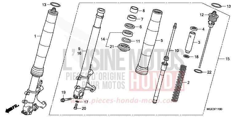 GABEL, VORNE von VFR1200F DCT CANDY PROMINENCE RED (R342) von 2013